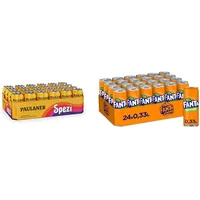 Paulaner Spezi, 24er Dosentray, EINWEG (24 x 0,33l) & Fanta Orange EINWEG Dose, (24 x 330 ml)