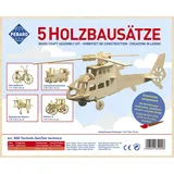 Peter Bausch GmbH & Co. KG PEBARO 850 - Holzbausatz Technik-Set (Lokomotive, Fahrrad, Hubschrauber, Oldtimer, Doppeldecker), 5 Holzkonstruktionen zum Zusammenstecken