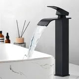 Wasserhahn Bad Schwarz Wasserfall Hoch Wasserfall Waschtischarmatur Modern Wasserfall Waschbecken Armaturen,Einhandmischer Armatur Waschbecken