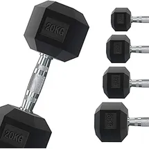 G5 HT SPORT Professionelle gummierte sechseckige Hantel 25 kg schwarz