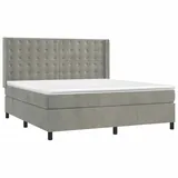 vidaXL Boxspringbett mit Matratze & LED Hellgrau 160x200 cm Samt