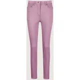 Madeleine "Jeans Mid Waist Skinny-Hose mit Fransen", Damen, Gr. 18, N + K Gr, lila (malve), Obermaterial: 92% Baumwolle CO. 6% Polyester PES. 2% Elasthan EL., Modern, normal, Jeans, mit Fransensaum