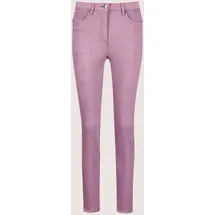 Madeleine "Jeans Mid Waist Skinny-Hose mit Fransen", Damen, Gr. 18, N + K Gr, lila (malve), Obermaterial: 92% Baumwolle CO. 6% Polyester PES. 2% Elasthan EL., Modern, normal, Jeans, mit Fransensaum