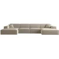 Fun Möbel Wohnlandschaft U-Form CELES PREMIUM in Stoff Opera Velvet Beige