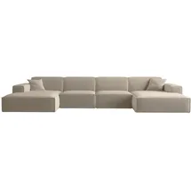 Fun Möbel Wohnlandschaft U-Form CELES PREMIUM in Stoff Opera Velvet Beige