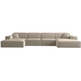 Fun Möbel Wohnlandschaft U-Form CELES PREMIUM in Stoff Opera Velvet Beige