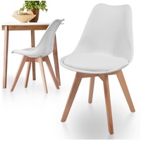MIADOMODO Esszimmerstuhl Esszimmerstühle 2/4/6/8er Set - aus Kunststoff & Massivholz, Farbwahl (2 St) weiß