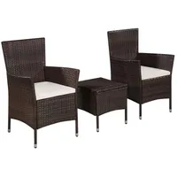 vidaXL 3-tlg. Bistro-Set Poly Rattan Braun