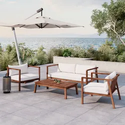 Loungegarnitur Pia Natur Akazie/Textil