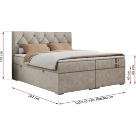 MKS Meble Boxspringbett 200 x 200 cm H4 Beige