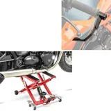 Set: Motorrad Hebebühne Midlift XL bis 500kg rot ConStands mit Hebelschützer X1 sw