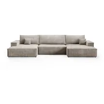 bromarkt Ecksofa PABLO U Schlaffunktion, Bettkasten U-Form 398x148x85cm Beige, - Beige