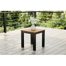 VILLANA Beistelltisch, schwarz, Alu/Eukalyptus, 45 x 45 cm, robust, hohe Belastbarkeit