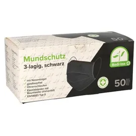 Medi-Inn Mundschutz Type II 3-lagig 9 cm x 17,5 cm schwarz mit Nasenbügel Typ 500 Stück