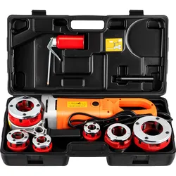 VEVOR Tragbare Gewindeschneidmaschine, Elektrischer Rohreinfädler für Rohre mit Tragetasche, 6 Matrizen 1/2", 3/4", 1", 1-1/4", 1-1/2",2", 2300 W 220 V Elektro-Gewindeschneidmaschine(EU PLUG 220V)