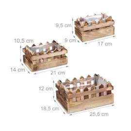 Relaxdays Blumenkasten 25,5 x 18,5 x 12 cm Braun Komplettset