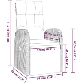 vidaXL Polyrattan Gartenstühle 57 x 69 x 106 cm schwarz 2 St. inkl. Auflage
