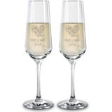 PR Print Royal Sektglas mit Gravur 2er-Set - mit Name & Datum selbst gestalten - Personalisiertes Geschenk, Geburtstag, Weihnachten, Valentinstag, Jahrestag, Hochzeit I Lasergravur, 200 ml - Herz