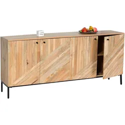 Sideboard MCW-L95, Kommode Schrank Anrichte, Massiv-Holz Mango 79x176x42cm MVG-zertifiziert, natur