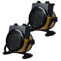 Keramik Heizlüfter Elektroheizung 2 Stufen Heizgeräte schwenkbar Heizstrahler regelbares Thermostat, Tragegriff, Überhitzungsschutz, LxBxH  24x13,5x25 cm, 2er Set