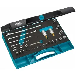 HAZET Werkzeug-Satz TORX 1557/29 Vierkant hohl 6,3 mm (1/4 Zoll), Vierkant hohl 10 mm (3/8 Zoll), Vierkant hohl 12,5 mm (1/2 Zoll) Außen TORX Profil, Tamper Resistant TORX Profil, Innen TORX Profil Anzahl Werkz