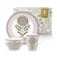 Pip Studio Lily&Lotus Frühstücksset 3tlg Weiss/lila