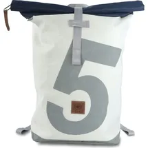 360° Rucksack recyceltes Segeltuch Tide-XL Weiß Blau Laptopfach