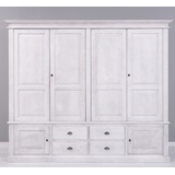 Casa Padrino Landhausstil Schlafzimmerschrank Hellgrau 232 x 59 x H. 197 cm - Massivholz Kleiderschrank mit 6 Türen und 4 Schubladen - Massivholz Schlafzimmer Möbel im Landhausstil