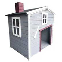 dehner lieblinge Hundehütte Hector, ca. B96,5/H103/T79 cm, Grau, Dunkelrot, Weiß