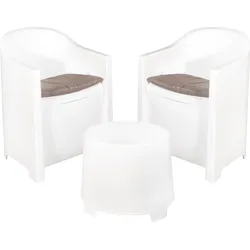 Sitzgruppe Gartenmöbel Gartensessel Gartentisch 3tlg Kunststoff Modern Gartenset Garten