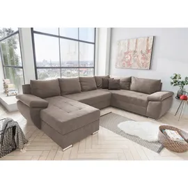 Livetastic Wohnlandschaft Taupe Textil Uni , Füllung: Schaumstoff,Schaumstoff , U-Form , cm , Made in Eu Liegefunktion Wohnzimmer, Sofas , Couches, Wohnlandschaften, Wohnlandschaften in U-Form