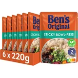 BEN'S ORIGINAL Express Reis, Schnell und Einfach, Sticky Bowl Reis, 6 x 220g, 6 Packungen