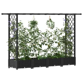 vidaXL Hochbeet mit Rankgitter und Dach 203 x 40 x 123 cm Schwarz
