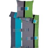Erwin Müller Bettwäsche, Bettgarnitur, Kissenbezug Mako-Jersey grün-blau-grau Größe 40x80 cm / 135x200 cm - bügelfrei, einlaufsicher, mit praktischem Reißverschluss