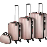 Tectake tectake® Hartschalenkoffer-Set, 4-teilig, 3 Trolleys und Beauty-Case aus robustem ABS-Kunststoff - Gold