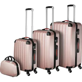 Tectake tectake® Hartschalenkoffer-Set, 4-teilig, 3 Trolleys und Beauty-Case aus robustem ABS-Kunststoff - Gold