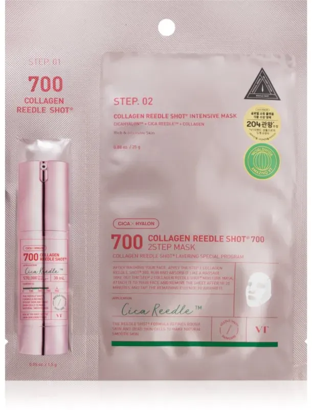 VT Cosmetics Collagen Reedle Shot 700 2-Step Mask Lifting und festigende Maske für eine zwei-Phasen-Hautpflege 28.5 g