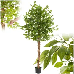 tectake® Künstlicher Ficusbaum, verschiedene Größen, mit viel Volumen, stabiler Kunststoff-Blumentopf