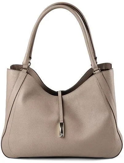 Boss Reah Schultertasche Leder 38 cm  grau