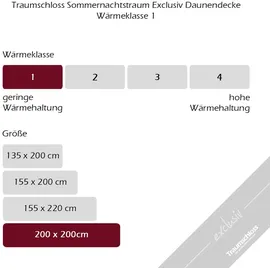 Traumschloss Sommernachtstraum Exclusiv Daunenbettdecke leicht in weiß | Gr.: 200x200 cm