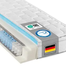 Beco Federkernmatratze BeCo Diamant Plus, 26 cm Luxushöhe, Gelschaum Topper fest integriert, kein Verrutschen - 100 x 200 cm,