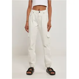 URBAN CLASSICS Organic Stretch Cargo Hochtaillierte Jeans Off White Raw 34