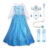 JerrisApparel Prinzessin Kostüm Karneval Verkleidung Party Kleid (130, ELSA mit Zubehör)