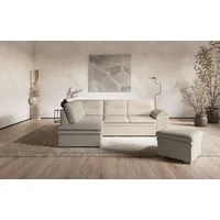 Ecksofa COTTA "Leandra L-Form", beige (creme), B:250cm H:88cm T:90cm, NaturLEDER: Bitte beachten Sie, dass Lederbezüge mehr Nähte aufweisen als Stoffbezüge.;Kunstleder Softlux;NaturLEDER (echtes Rindsleder) in Sitz und Rücken.;Luxus-Microfaser (100% Polyester), Sofas, Ecksofa, wahlweise mit Bettfunktion & Bettkasten