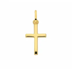 Kreuzkette ADELIA ́S "Halskette - Kreuzkette mit Kreuz Anhänger aus 585 Gold", gold, Halsketten, Damen, Gelbgold 585-Gold, Gelbgold 585, Gold, Schmuckset mit bis 45 cm stufenlos verstellbarer 925 Silber Halskette