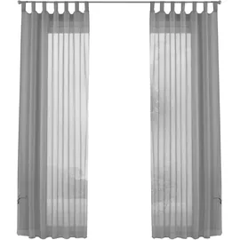 Gardinenbox 2er-Pack Gardinen Transparent Vorhang Set Wohnzimmer Voile Schlaufenschal mit Bleibandabschluß HxB 175x140 cm Grau,