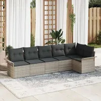 vidaXL Garten-Lounge-Set 6-tlg. hellgrau Polyrattan