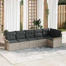 vidaXL Garten-Lounge-Set 6-tlg. hellgrau Polyrattan