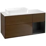 Villeroy & Boch Finion Waschtischunterschrank F691PDGN 120x60,3x50,1cm, Regal rechts Black matt lacquer, Walnut veneer