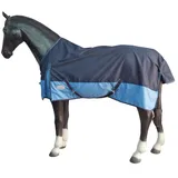 eQuitack Your Passion Is Our Mission Outdoor Winterdecke Turnout 100% Wasserdicht 600D Regendecke mit Fleece Lining - Navy/Baby Blau 125cm